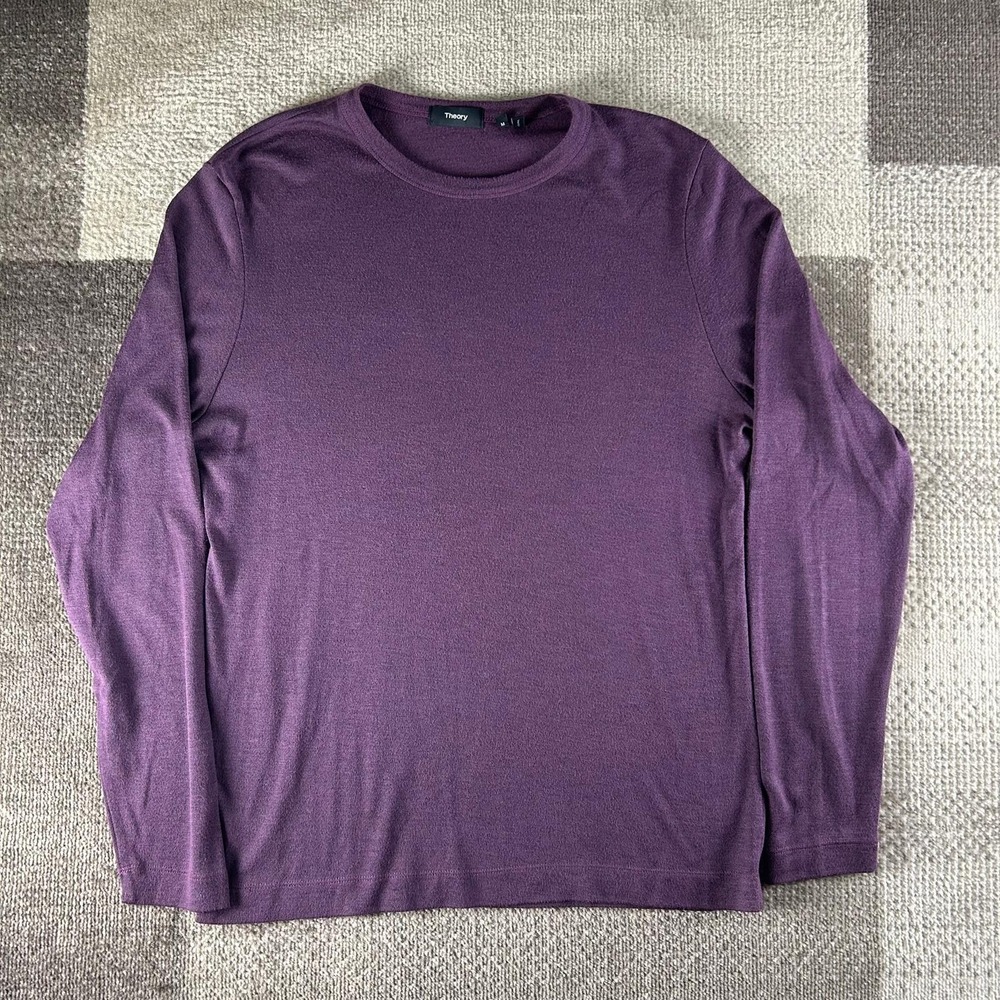 Theory Womens Pullover Sweater Long Sleeve Cotton Blend Purple Size Medium